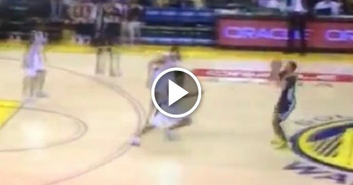 Stephen Curry Pulls Up and Drains Three-Pointer From the Midcourt Logo at Oracle Arena